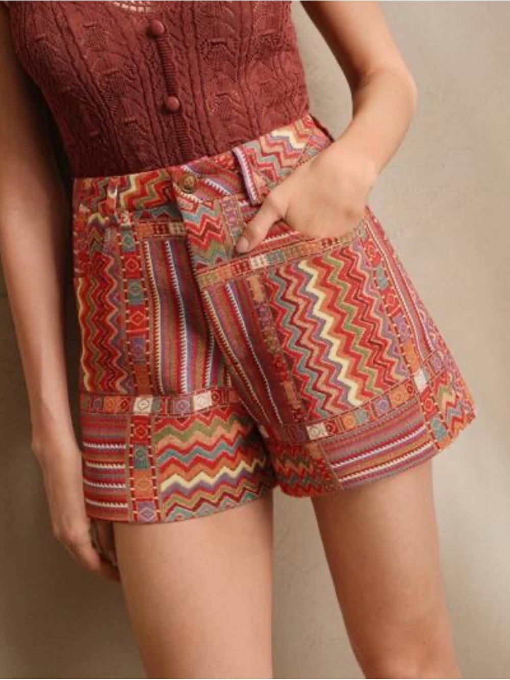 Cider Boho Mini Shorts Woven Bohemian Shorts size M